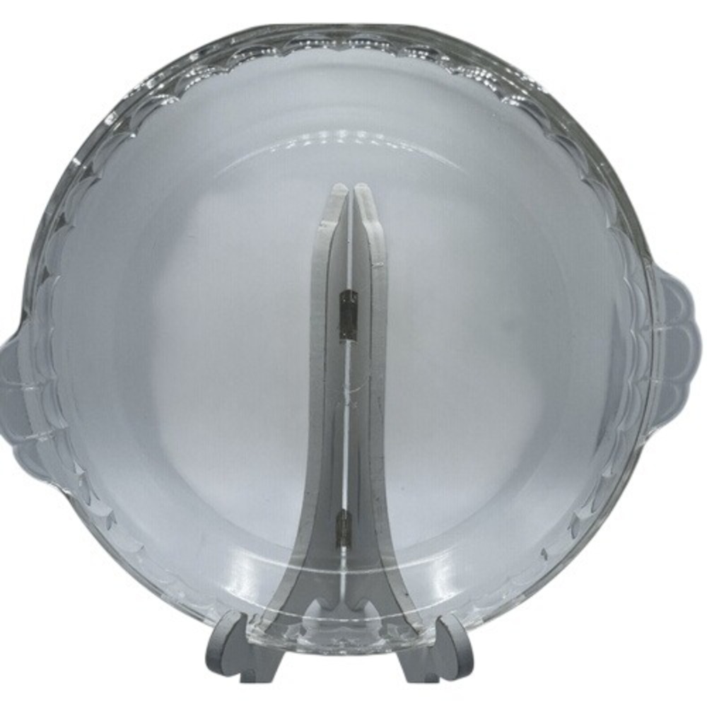Vintage Pyrex Clear Glass 9 Inch Pie Dish Scalloped Rim Tab Handles 209 Round